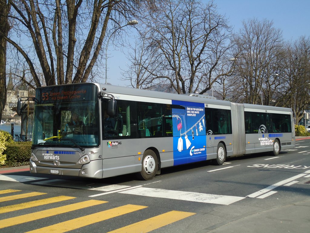 AAGR Rothenburg - Nr. 42/LU 15'040 - Irisbus am 11. Mrz 2011 beim Bahnhof Luzern