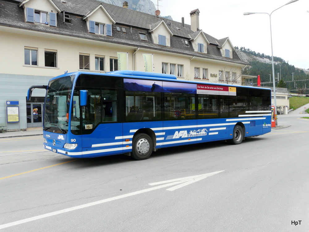AFA - Mercedes Citaro Nr.90 BE 398916 bei der Bushaltestelle vor dem Bahnhof in Kandersteg am 24.04.2011

