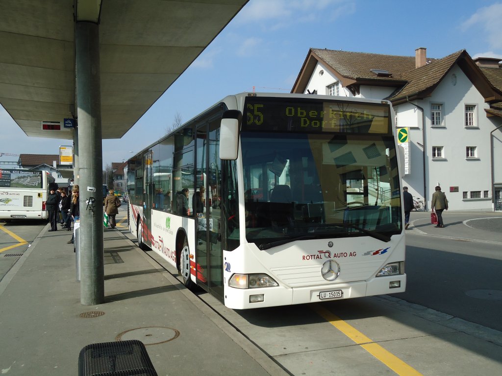 ARAG Ruswil - Nr. 1/LU 15'035 - Mercedes Citaro am 11. Mrz 2011 beim Bahnhof Sursee