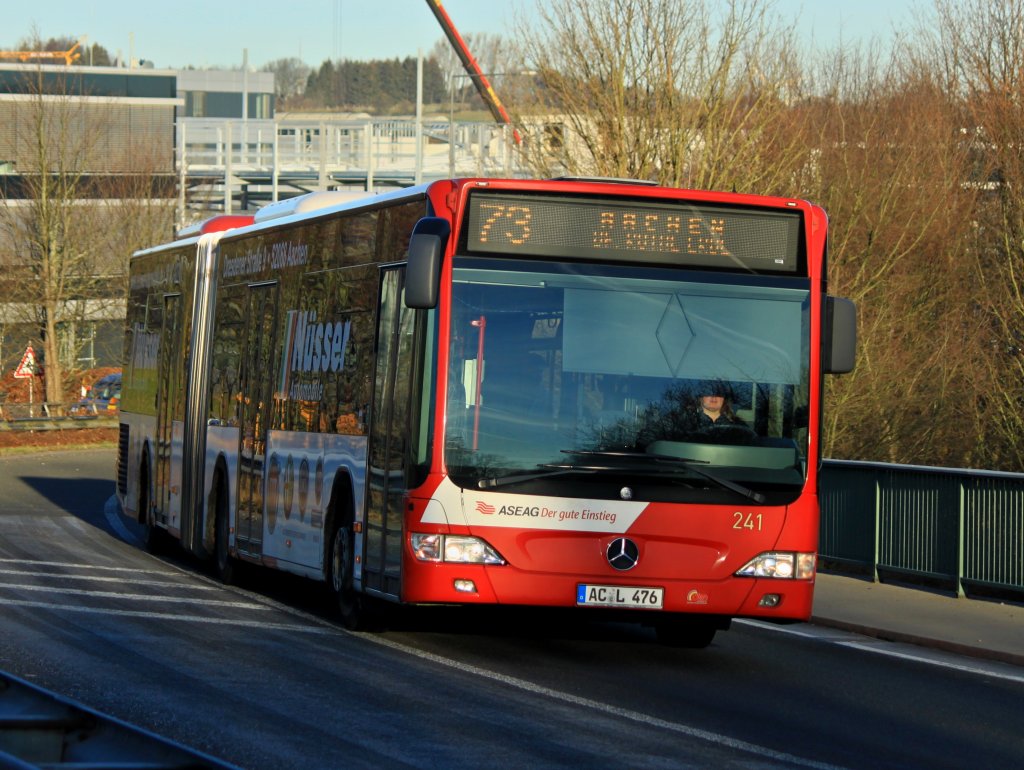 ASEAG Bus 241 als Linie 73 unterwegs am 16.01.2012 auf der Brcke Halifaxstrasse in Aachen.