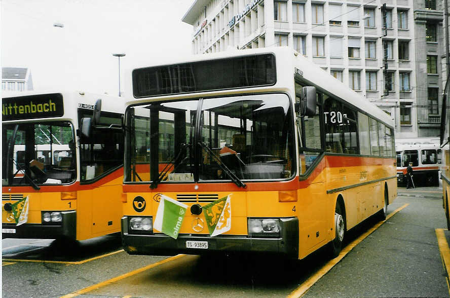 Aus dem Archiv: Cars Alpin Neff, Arbon - Nr. 4/TG 93'895 - Mercedes O 405 am 8. Oktober 1998 beim Bahnhof St. Gallen
