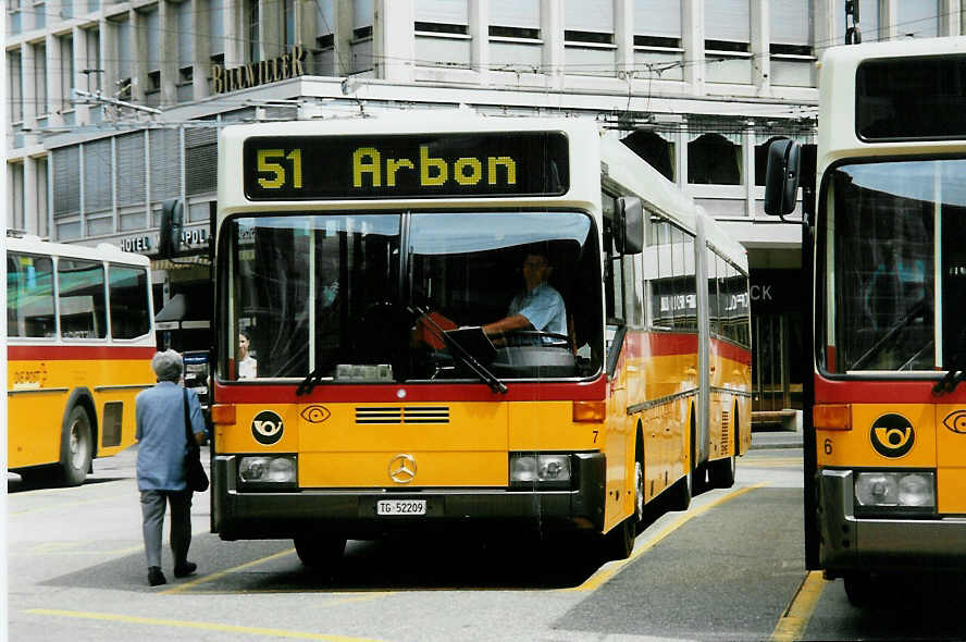 Aus dem Archiv: Cars Alpin Neff, Arbon - Nr. 7/TG 52'209 - Mercedes O 405G am 19. Juli 1999 beim Bahnhof St. Gallen