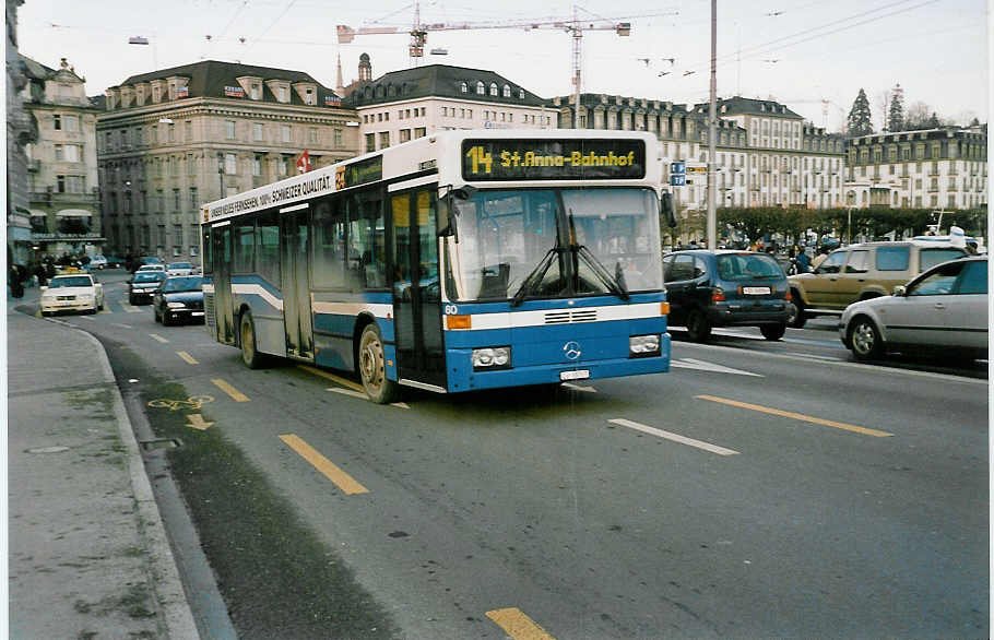 Aus dem Archiv: Gowa, Luzern (VBL) Nr. 60/LU 15'717 Mercedes O 405N am 30. Dezember 1999 Luzern, Bahnhofbrcke