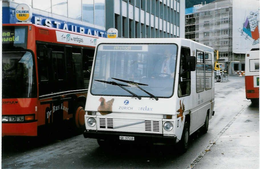 Aus dem Archiv: SBC Chur Nr. 18/GR 97'518 Steyr/Volvo am 6. Oktober 1998 Chur, Bahnhof