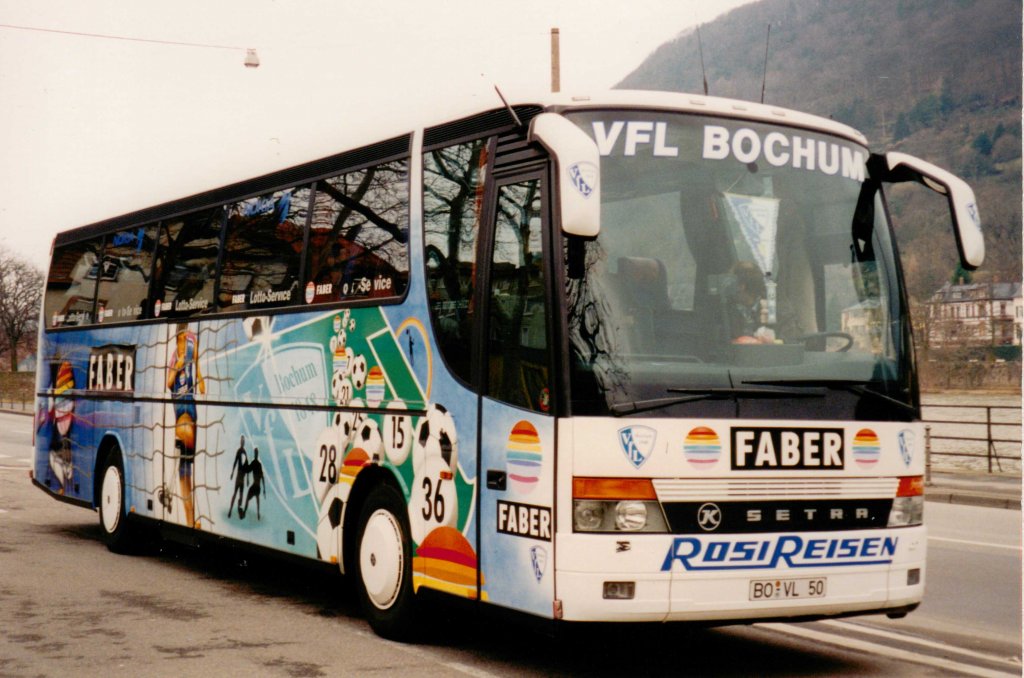 Aus dem Archiv: Setra S 315 HD  VfL Bochum / Rosi Reisen , Februar 1995 Heidelberg