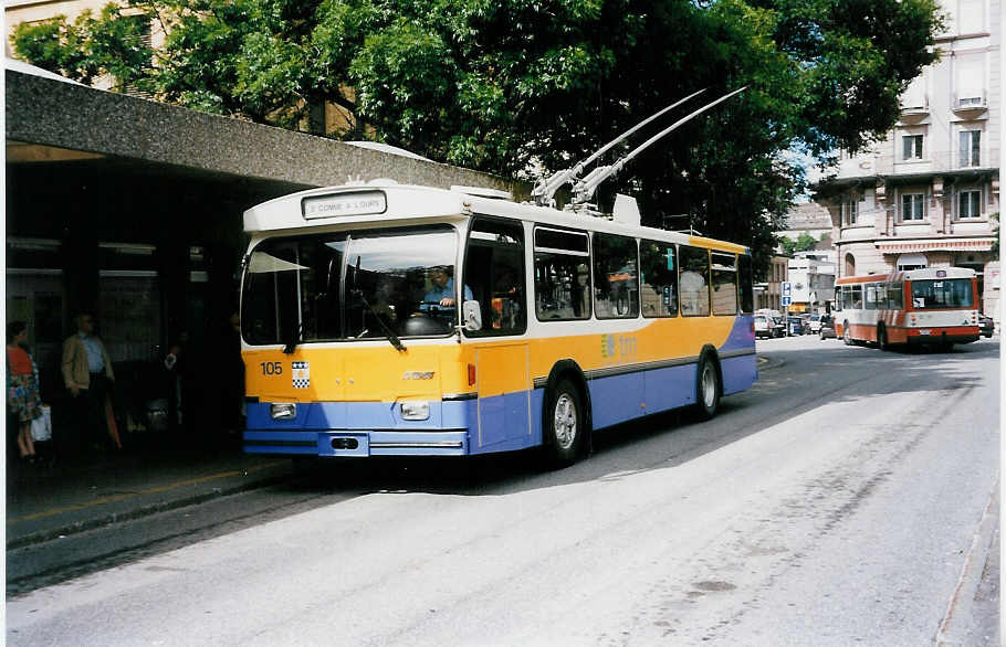 Aus dem Archiv: TC La Chaux-de-Fonds Nr. 105 FBW/Hess-Haag Trolleybus am 6. Juli 1999 La Chaux-de-Fonds, Bahnhof