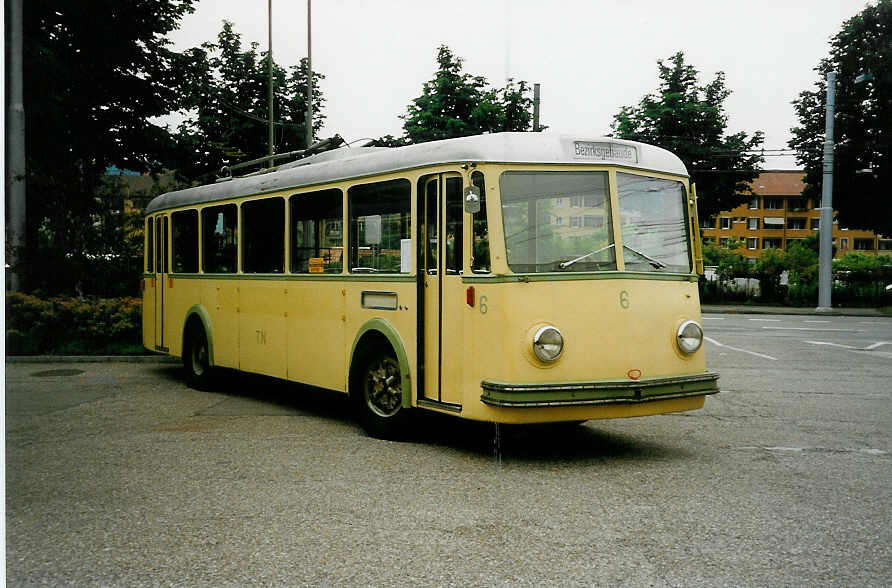 Aus dem Archiv: TN Neuchtel Nr. 6 FBW/Tscher Trolleybus (ex VBZ Zrich Nr. 53) am 26. Juni 1999 Zrich, Garage VBZ