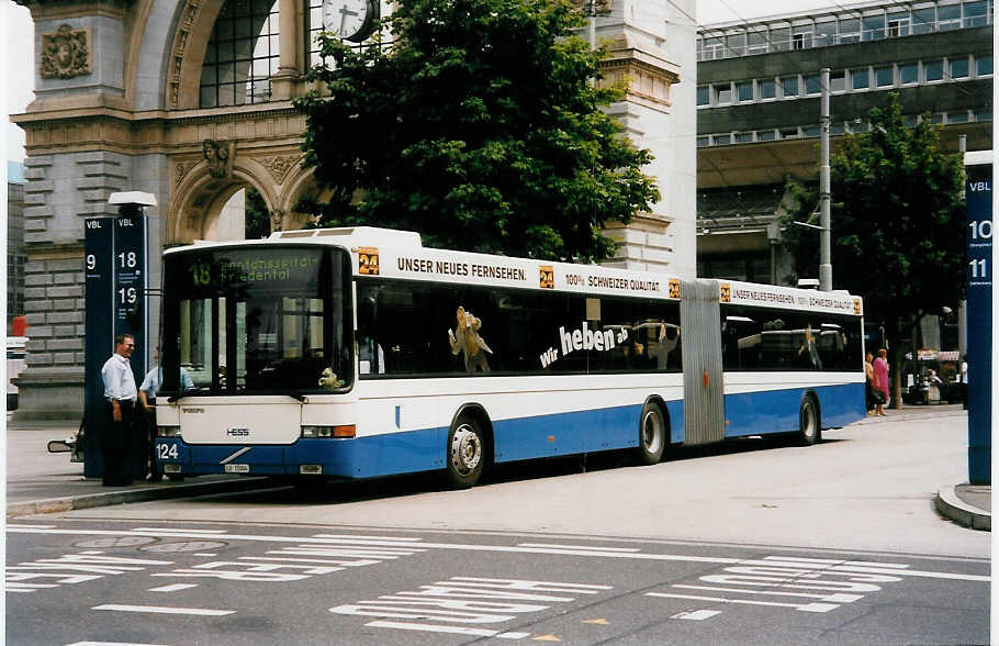 Aus dem Archiv: VBL Luzern Nr. 124/LU 15'004 Volvo/Hess am 13. Juli 1999 Luzern, Bahnhof