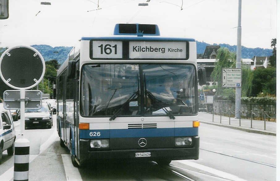 Aus dem Archiv: VBZ Zrich - Nr. 626/ZH 540'626 - Mercedes O 405 am 11. Juli 1998 in Zrich, Brkliplatz
