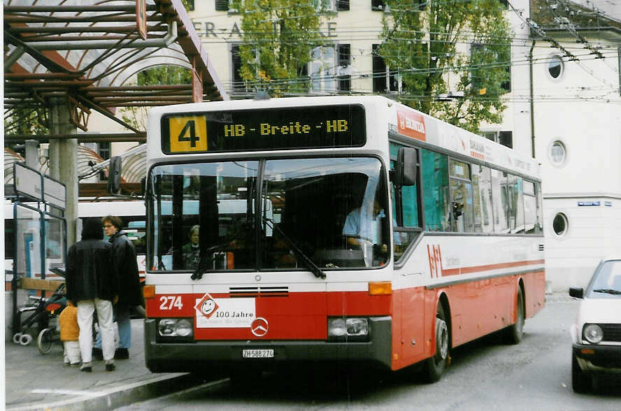 Aus dem Archiv: WV Winterthur - Nr. 274/ZH 588'274 - Mercedes O 405 am 24. Oktober 1998 beim Bahnhof Winterthur