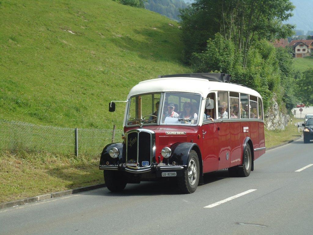 Bechter, Kriens - LU 82'380 - Saurer/Krapf (ex Thr, Eichberg) am 27. Mai 2012 in Sarnen, Oldtimer in Obwalden