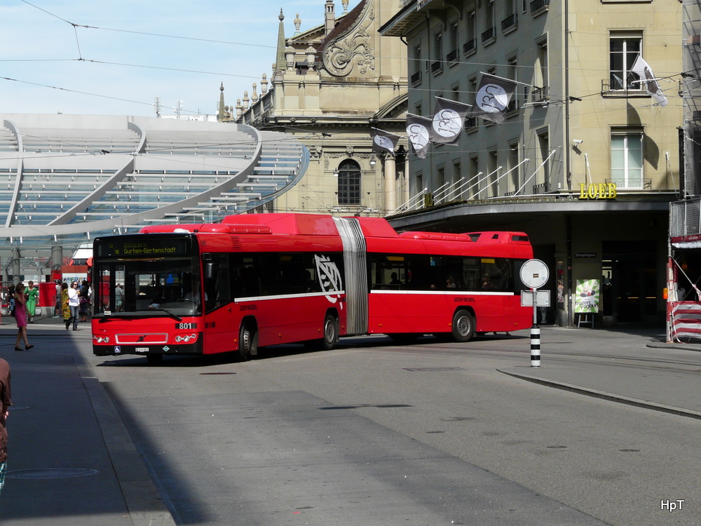 Bern mobil - Volvo 7700  Nr.801  BE  612801 unterwegs auf der Linie 16 / 19 in der Stadt Bern am 11.09.2011