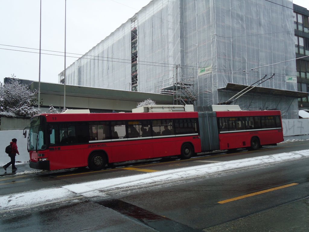Bernmobil, Bern - Nr. 13 - NAW/Hess Gelenktrolleybus am 18. Dezember 2011 in Bern, Schanzenstrasse