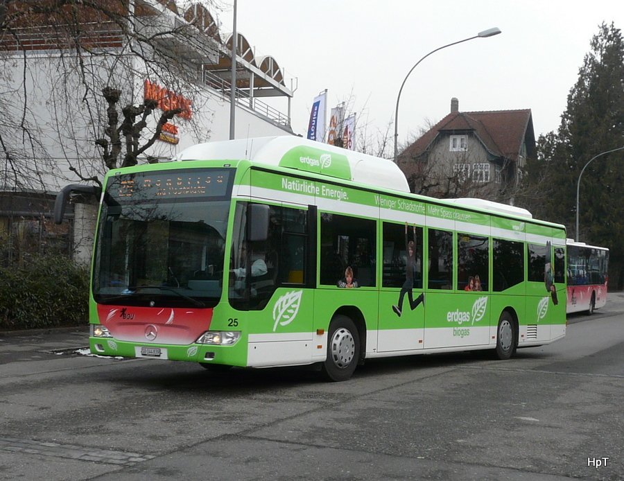 BGU - Mercedes Citaro Gasbus Nr.25 SO 144839 unterwegs beim Bahnhof Grenchen Sd am 23.01.2010