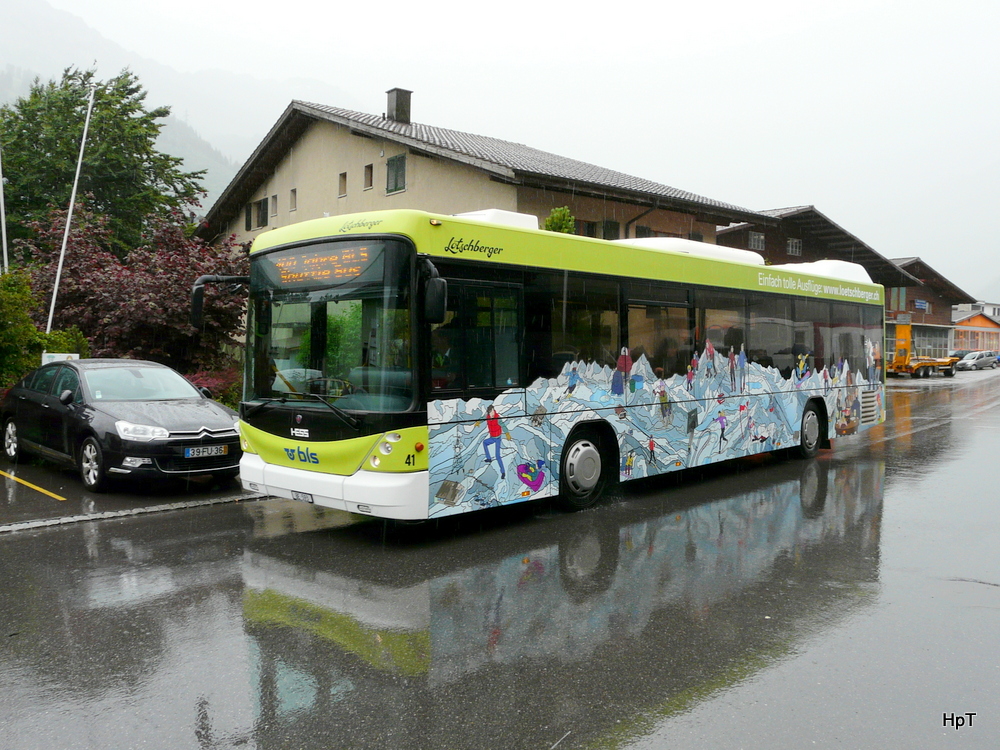 BLS - Scania-Hess Nr.41  BE 593 in Shutteldienst anlsslich der BLS 100 Jahr Feier in Frutigen am 29.06.2013