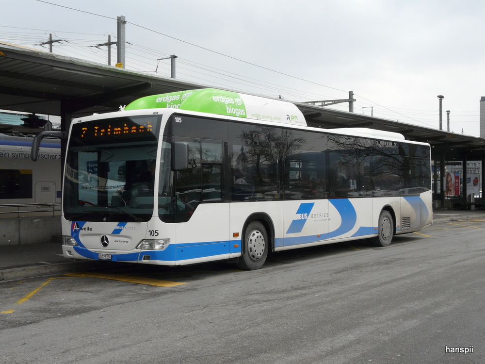 BOGG - Mercedes Citaro Nr.105  SO 122204 unterwegs auf der Linie 2 bei den Haltstellen vor dem Bahnhof Olten am 16.01.2013