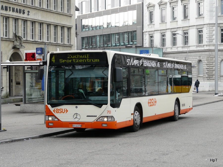 BSU - Mercedes Citaro Nr.70 SO 142070 unterwegs auf der Linie 4 in der Stadt Solothurn am 23.01.2010