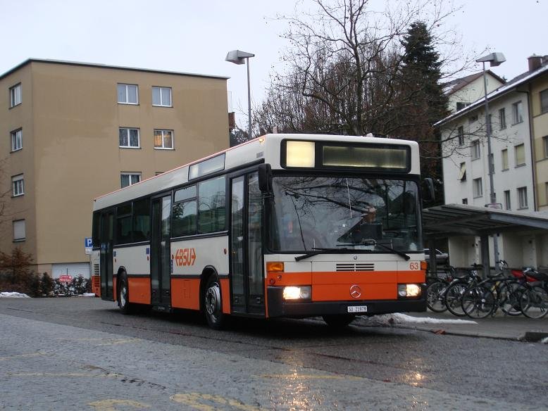 BSU, Solothurn Nr. 63/SO 21'979 Mercedes am 19. Februar 2010 im Einsatz als Dispobus auf der RBS-Linie Papiermhle-Kappelisacker bei der Haltestelle Papiermhle.