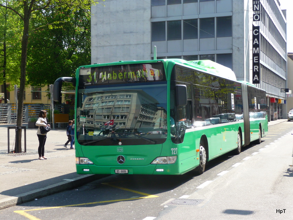 BVB - Mercedes Citaro Nr.727  BS 6686 unterwegs auf der Linie 31 in der Stadt Basel am 16.04.2011

