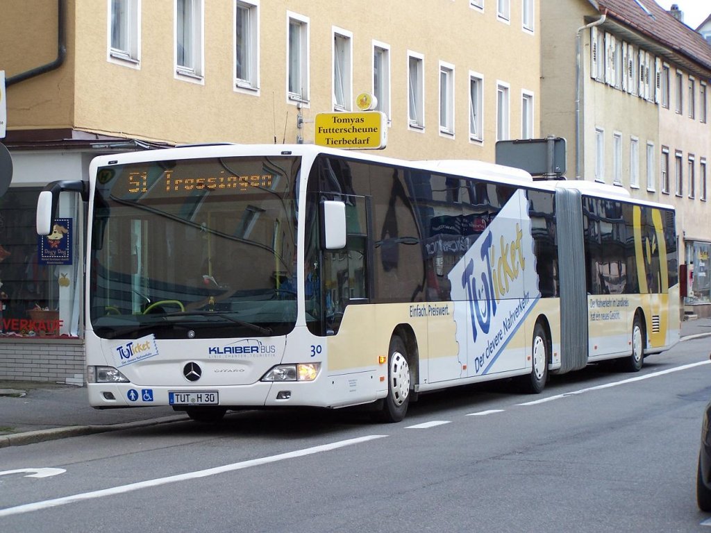 Citaro II Gelenkbus Nr 30 der Firma Klaiber in Tuttlingen am 13/09/10.