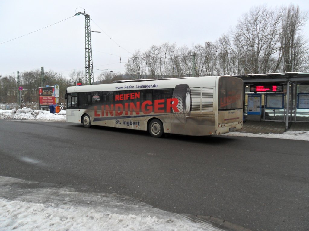 Das Foto zeigt einen Solaris Urbino der Firma Baron Reisen, die im Auftrag von Saarbahn und Bus fhrt. Die  Aufnahme des Foto war am 04.01.2011 in Saarbrcken-Brebach.