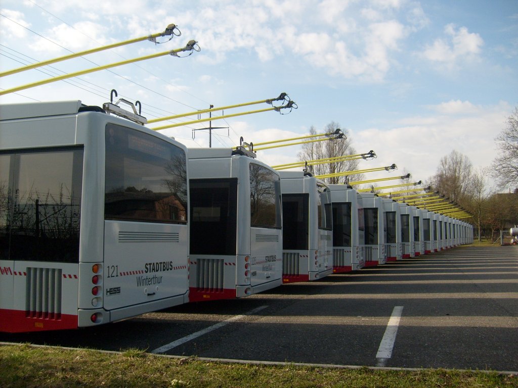 Die Rckseite. Mit dem Bus Nr. 118 wurde im Februar insgesamt der 250. Swisstrolley3 von der Firma Hess AG ausgeliefert.