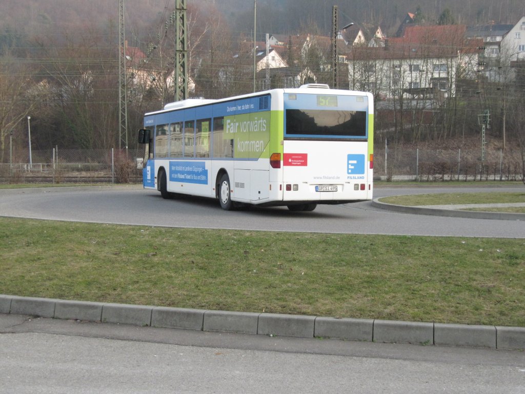 Ein Citaro der Sihler KG in Geislingen wirbt fr den Filsland-Mobilittsverbund hier auf der Linie 57. Kennzeichen: GP-SI-495