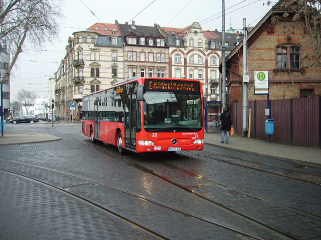 Ein DB Rhein Neckar Bus in Heidelberg am RNV Depot am 11.02.11