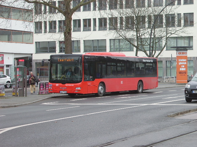 Ein MAN Lions City von DB Rhein Neckar Bus in Heidelberg am 24.02.11