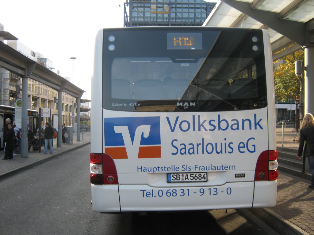 Ein neuer MAN LIONS CITY Bus der Firma Baron Reisen fhrt im Auftrag von Saar-Pfalz-Bus Linienverkehr in Saarbrcken.