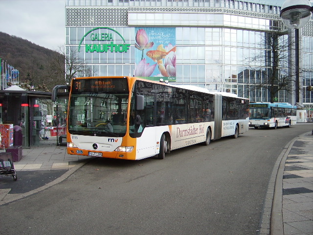 Ein RNV Citaro G in Heidelberg am Bismarckplatz am 05.02.11