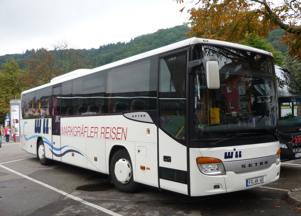 Ein Setra S 415 UL der Fa. Will-Markgfler-Reisen in Freiburg. Am 01.09.2012




