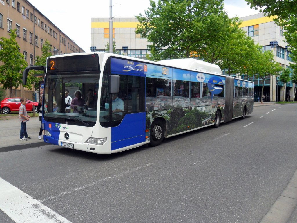 Hier ein Citaro Erdgasbus von Saarbahn und Bus zu sehen. Der Bus fuhr am Samstag, dem 09.07.2011 Schienen Ersatzverkehr.Abfahrt war in der Saarbrcker Triererstrae.
