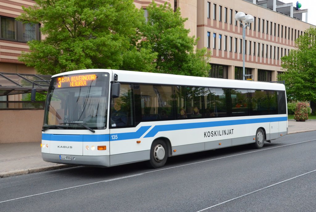 Hier ein KABUS Linienbus in Oulu/Finnland am 20.06.2012. Kabus Inc. ist Koivisto Auto Ltd  eine Tochtergesellschaft, spezialisiert auf Bus und Wagenksten