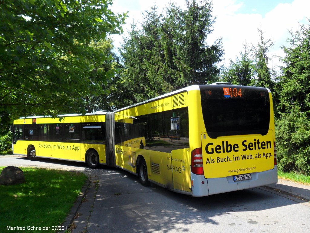 Hier ist ein Mercedes Citaro Gelenkbus zu sehen. Die Aufnahme habe ich am 15.07.2011 in Spiesen Elversberg gemacht.