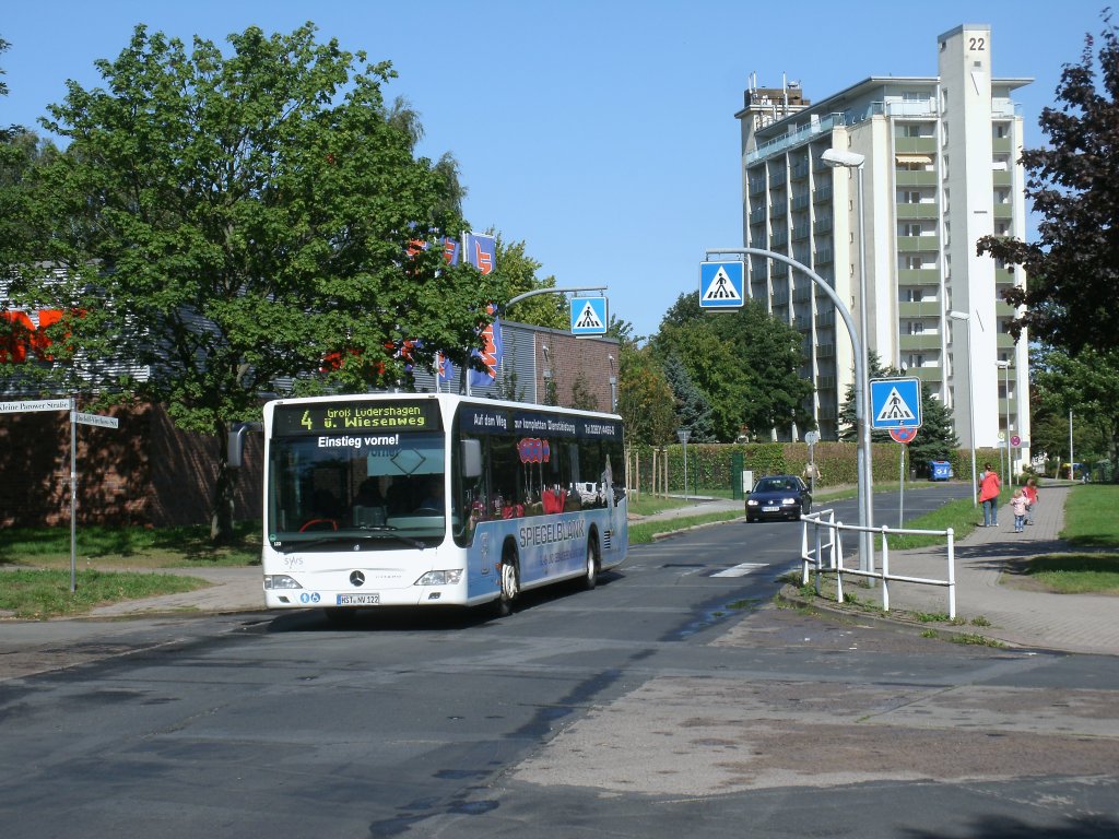 In der Virchowstrae in Stralsund war Dieser Mercedes Benz Citaro am 22.August 2012 unterwegs.