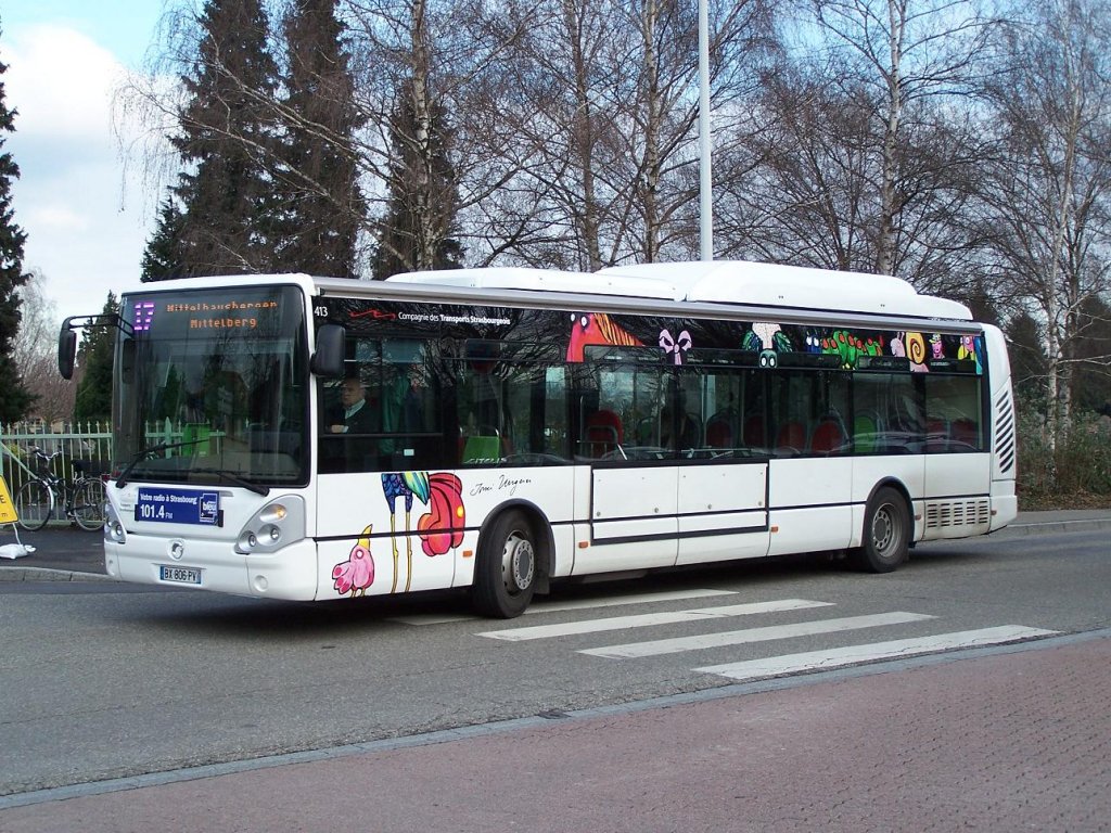 Irisbus Citelis 12 CNG Nr 413 an der Haltestelle Rotonde am 25/01/12.