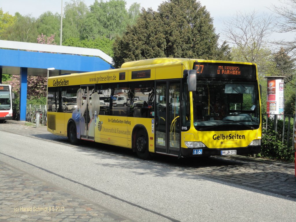 Jasper 8115 am 8.5.2012 auf der Metrobus-Linie 27 nach U-Farmsen im Bahnhof Billstedt