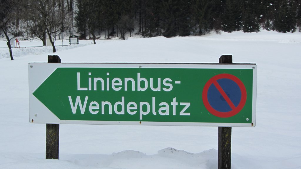 Linienbus-Wendeplatz zeigt dieses Schild an. Aufnahme vom 22.1.2012 aus Kramsach in Tirol.