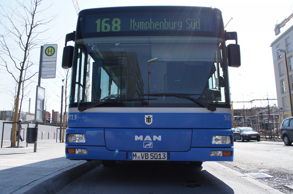 MAN 2. generation, Linie 168 - MVG 5013, Mnchen Nymphenburg Sd, 23.03.2012