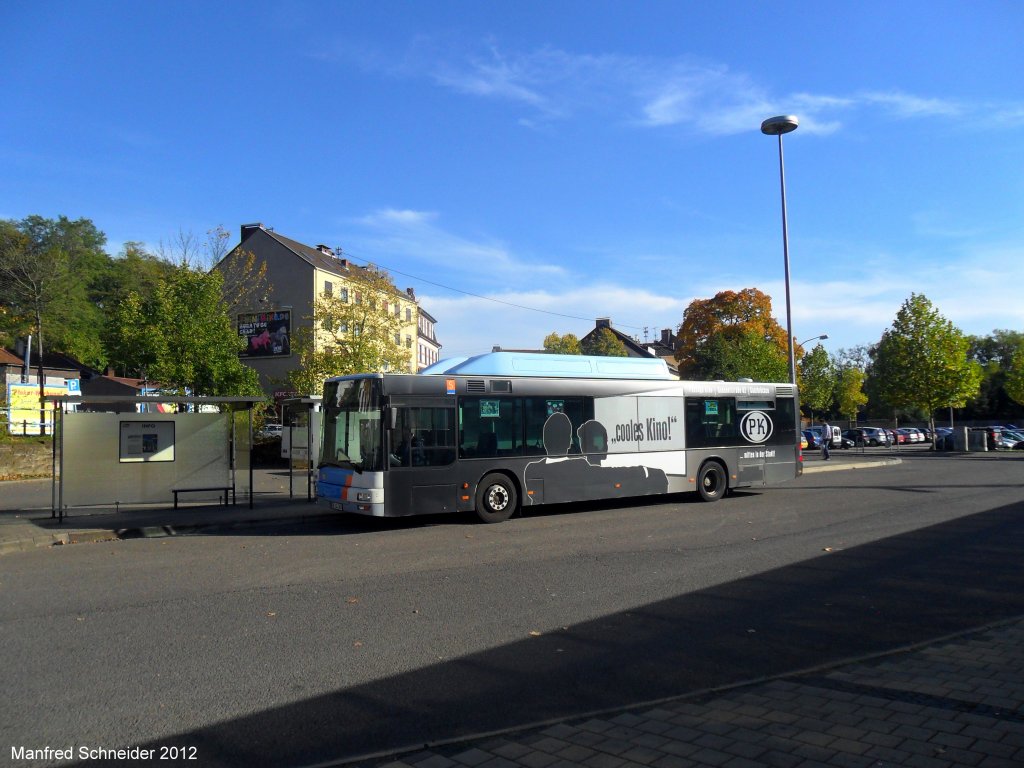 MAN Bus von Saarbahn und Bus in Saarbrcken-Brebach. Das Bild habe ich im Oktober 2012 gemacht.