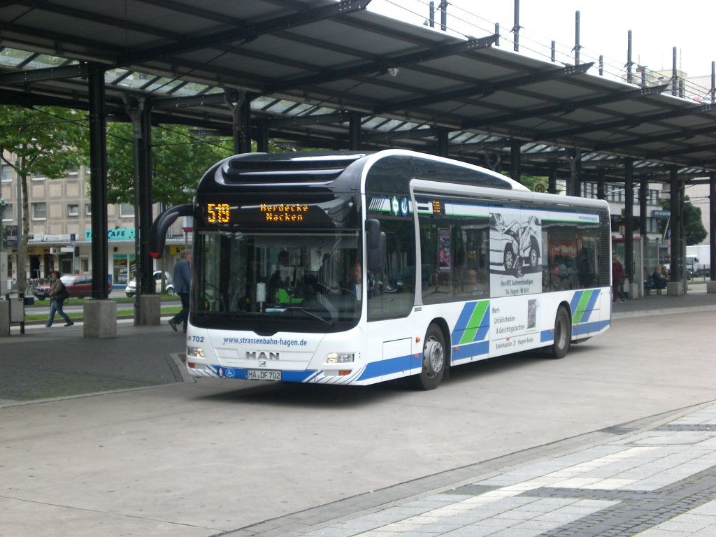 MAN Niederflurbus 3. Generation (Lions City) auf der Linie 519 nach Hagen Herdecke Nacken am Hauptbahnhof Hagen.(11.7.2012)