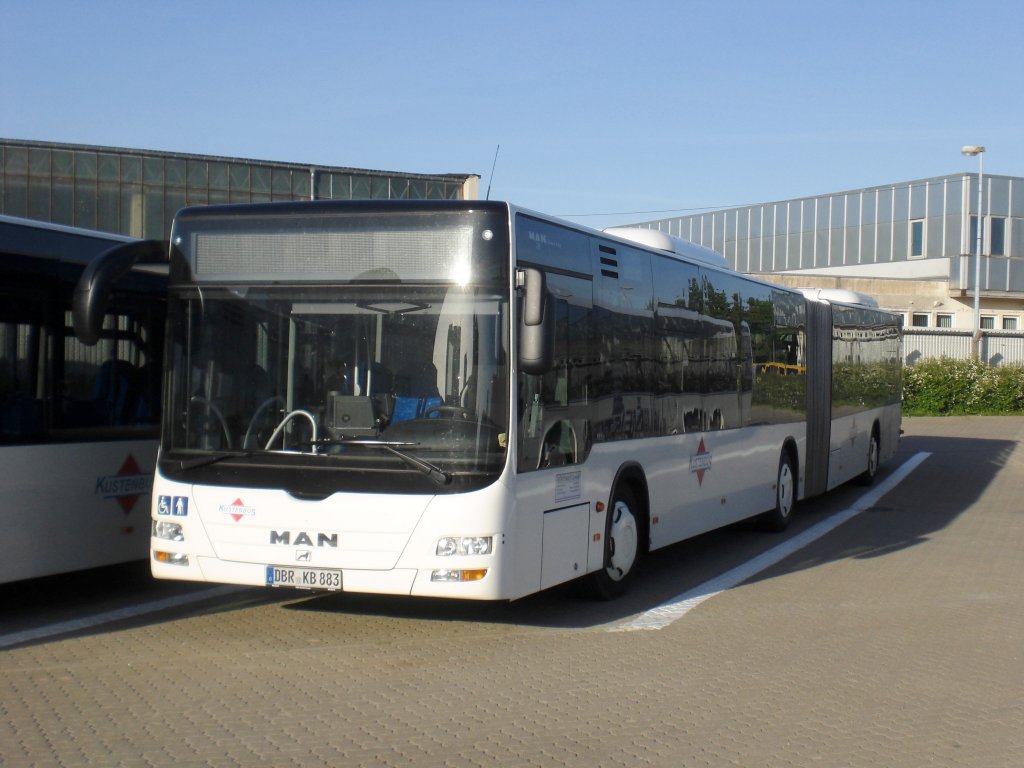 MAN Niederflurbus 3. Generation (Lion's City) abgestellt am ZOB Rostock.(3.6.2013) 