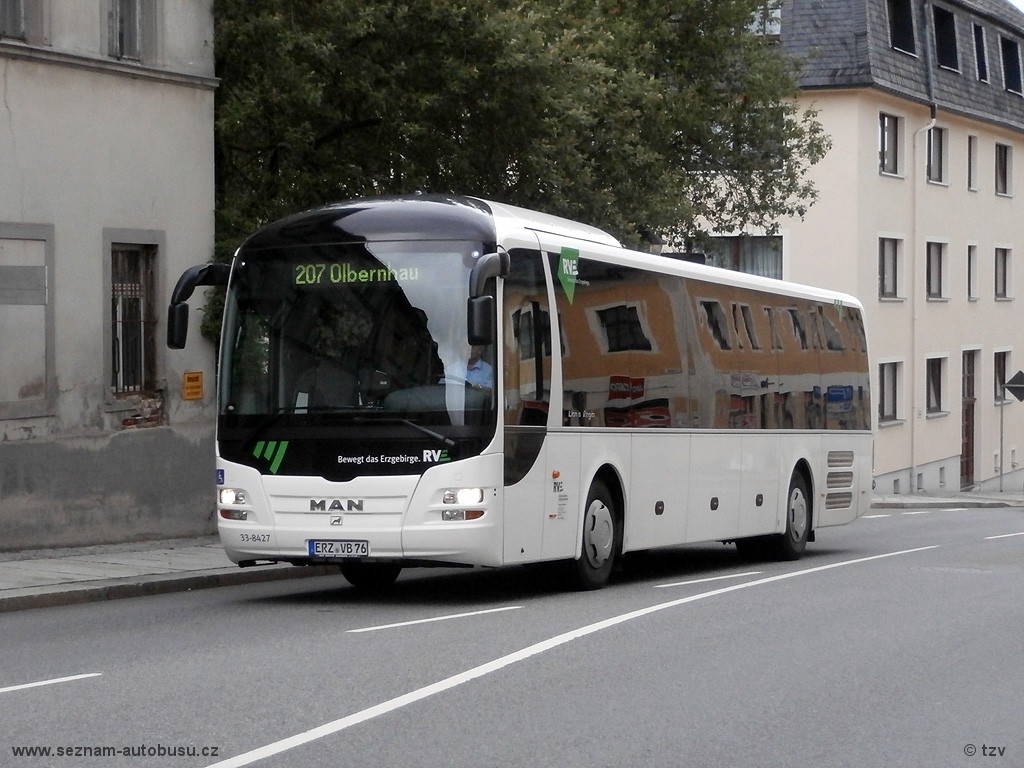 MAN Regio auf der Linie 207 aus Chemnitz nach Olbernhau in Marienberg, Freiberger-strasse. (29.7.2013)