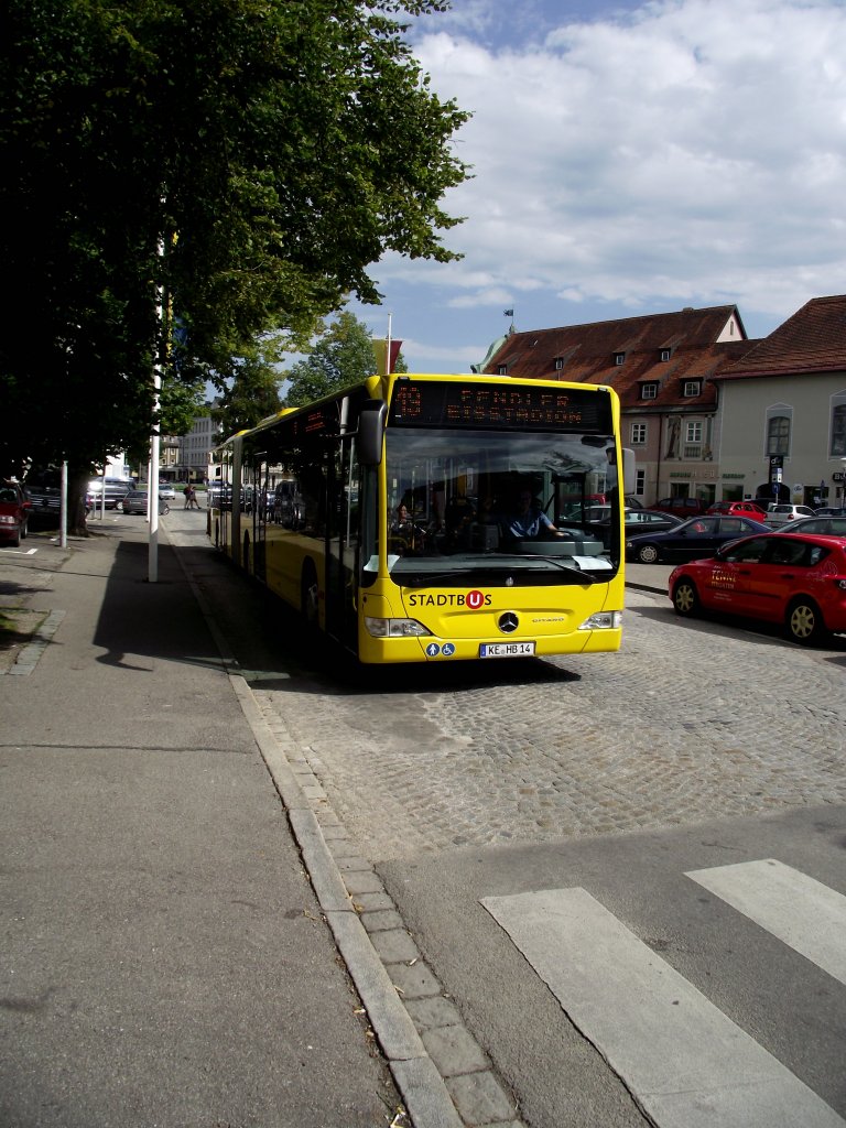 Mercedes Benz Citaro G in Kempten als Stadtbus am 14.08.11. Gru an den Fahrer zurck. 