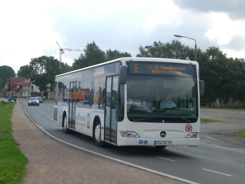 Mercedes-Benz O 530 II (Citaro Facelift) auf der Linie 6 nach ZOB/Bahnhof an der Haltestelle Wieck Brcke.