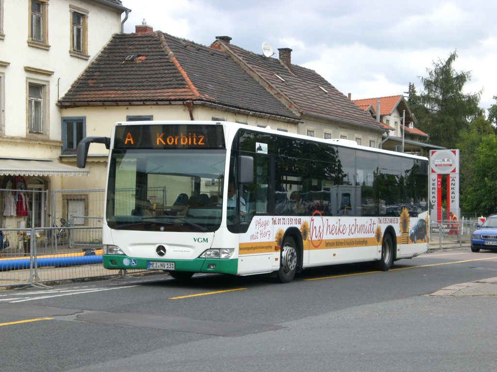 Mercedes-Benz O 530 II (Citaro Facelift) auf der Linie A nach Meien Korbitz am Bahnhof Meien.(25.7.2011)