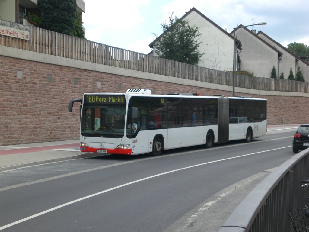 Mercedes-Benz O 530 II (Citaro Facelift) auf der Linie 160 nach Kln Porz Markt am S-Bahnhof Kln Porz.(9.7.2012)
 

