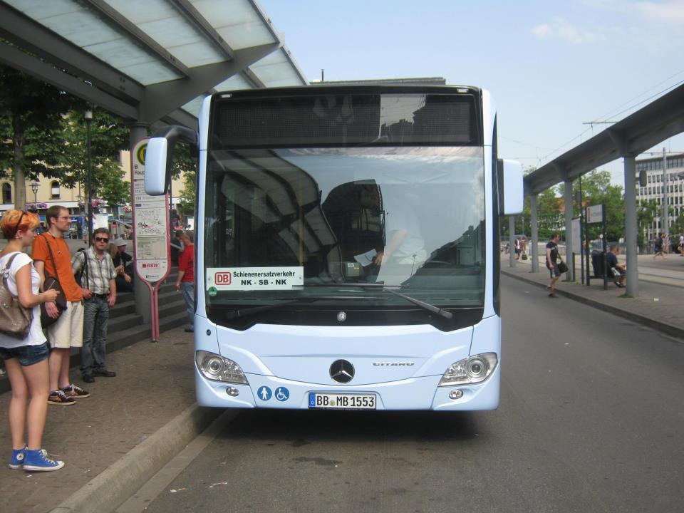 Mercedes Citaro Bus am Saarbrcker Hauptbahnhof. Das Foto wurde im August 2012 aufgenommen.