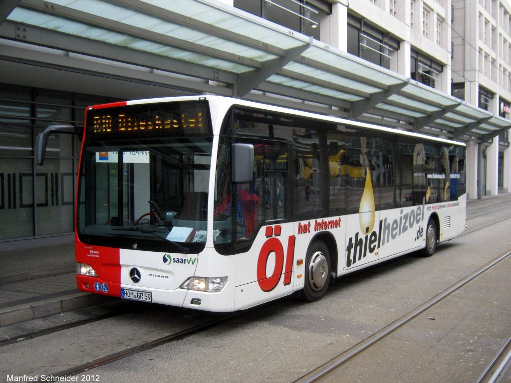 Mercedes Citaro Bus von Gassert Reisen aus Blieskastel.Das Foto habe ich im Mrz 2012 in Saarbrcken gemacht.
